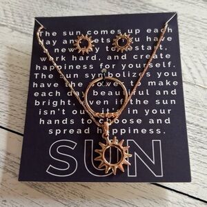 Rose Gold Sun set Earrings, Ring, , and slider necklace